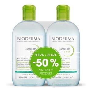 BIODERMA Sébium H2O FESTIVAL micelárna pleťová voda na mastnú a zmiešanú pleť 2x500 ml