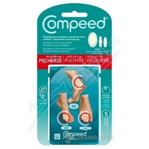 Compeed NÁPLASŤ na pľuzgiere MIX (2x stredná na päty + 2x malá + 1x malá na prsty) 1x5 ks