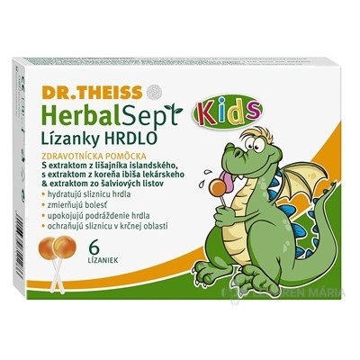 Dr.Theiss HerbalSept Kids HRDLO Lízanky 6 ks