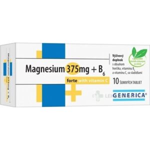 GENERICA Magnesium 375 mg + B6 forte s vitamínom C šumivé tablety 10 ks