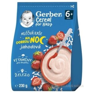 GERBER Cereal mliečna kaša dobrú noc jahodová od ukonč. 6. mesiaca 230 g