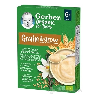 Gerber Organic Nemliečna KAŠA pšenično-ovsená BIO príchuť vanilka (od ukonč. 6.mesiaca) 200 g