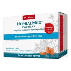 HERBALMED PASTILKY pri nádche - Dr.Weiss (eukalyptus mäta 20 bylín vit.C) pastilky (24+6) 30 ks