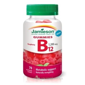 JAMIESON VITAMÍN B12 GUMMIES želatínové pastilky s malinovou príchuťou 1x70 ks