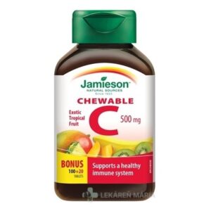 JAMIESON VITAMÍN C 500 mg tropické ovocie tablety na cmúľanie 100+20 ks