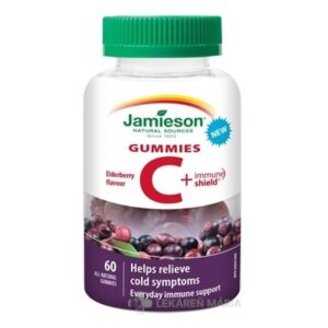JAMIESON VITAMÍN C + IMMUNE SHIELD GUMMIES pastilky s príchuťou bazy 60 ks