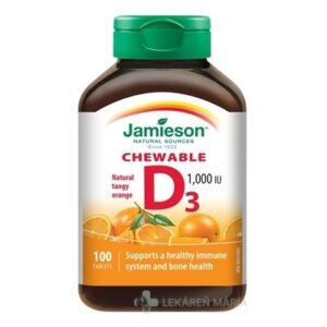 JAMIESON VITAMÍN D3 1000 IU POMARANČ tablety na cmúľanie 100 ks