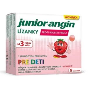 Junior-angin lízanky pre deti s jahodovou príchuťou 8 ks