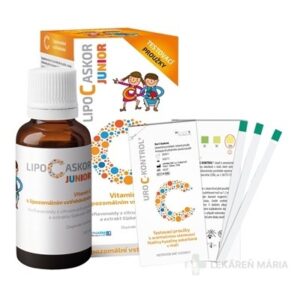 LIPO C ASKOR JUNIOR sir 110 ml - vitamín C s lipozomálnym vstrebávaním + testovacie prúžky