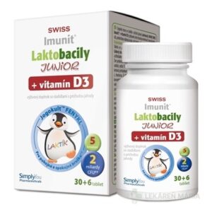 Laktobacily JUNIOR SWISS Imunit + vitamín D3 tablety 30+6 (36 ks)