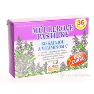 MÜLLEROVE PASTILKY SO ŠALVIOU A VIT. C Bez cukru 36 ks