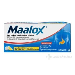 Maalox bez cukru s príchuťou citróna tablety mnd 400 mg/400 mg (blis.) 40 ks