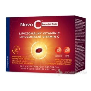 Novo C komplex forte LIPOZOMÁLNY VITAMÍN C kapsule s vitamínom D3 zinkom extraktom zo šípok a citrusovými bioflavonoidmi 60 ks