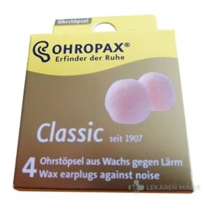 OHROPAX CLASSIC Ušné vložky voskové jednorazové v krabičke 4 ks