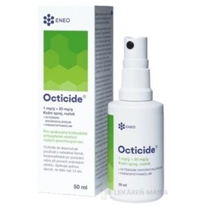 Octicide 1 mg/g + 20 mg/g dermálny roztokový sprej aerodisperzia 50 ml
