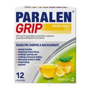 PARALEN GRIP horúci nápoj citrón 650 mg/10 mg plu por 12 vrecúšok