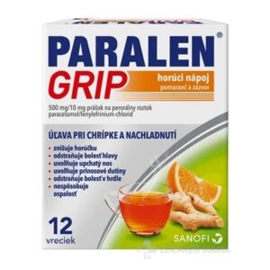 PARALEN GRIP horúci nápoj pomaranč a zázvor prášok 500 mg/10 mg 12 vrecúšok