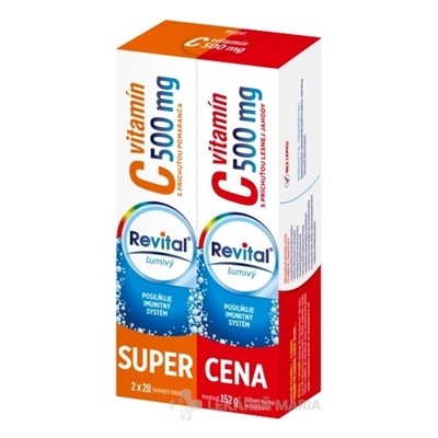 Revital vitamín C 500 mg DUOPACK šumivé tablety s príchuťou pomaranča a lesnej jahody 2x20 (40 ks)