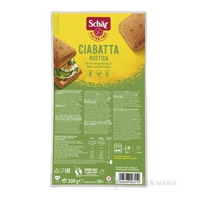 Schär CIABATTA RUSTICA žemle bezgluténové predpečené celozrnné 4x50 g (200 g)
