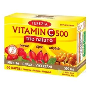 TEREZIA VITAMÍN C 500 trio natur+ kapsule (acerola 20 ks + šípka 20 ks + rakytník 20 ks) 60 ks