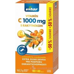 VITAR VITAMIN C 1000 mg S RAKYTNÍKOM tbl s postupným uvoľňovaním 80+40 (50% zadarmo) (120 ks)