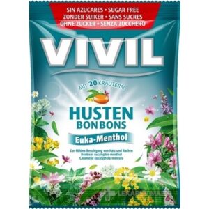 VIVIL BONBONS HUSTEN s eukalyptovo-mentolovou príchuťou s 20 bylinami bez cukru 60 g