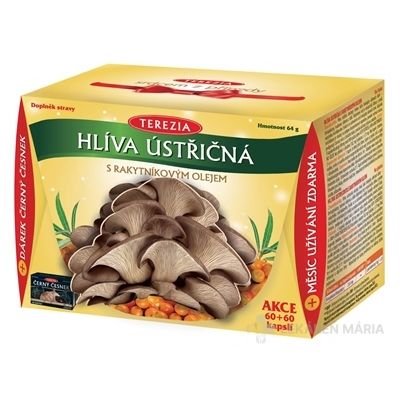TEREZIA HLIVA USTRICOVITA S RAKYTNIKOVYM OLEJOM AKCIA 2X60 CPS + DARCEK CIERNY CESNAK 30 CPS 1 SET